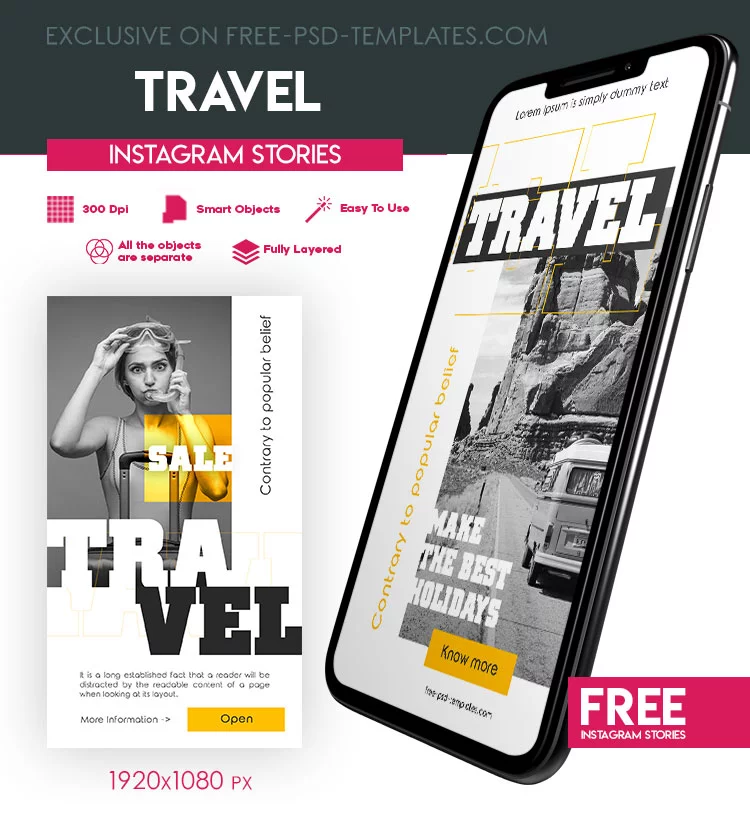 Free Travel Instagram Stories Template psd