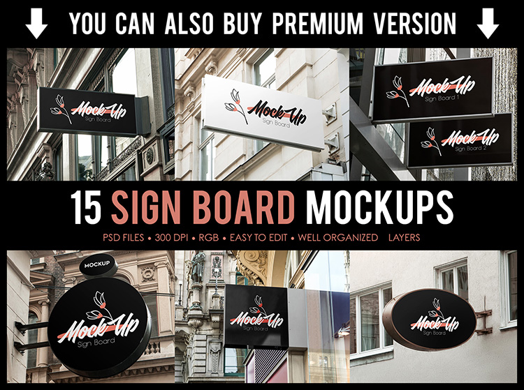 Download Free Sign Board Mockups Premium Version Free Psd Templates