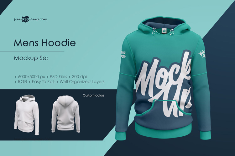 Download Mens Hoodie MockUp Set | Free PSD Templates