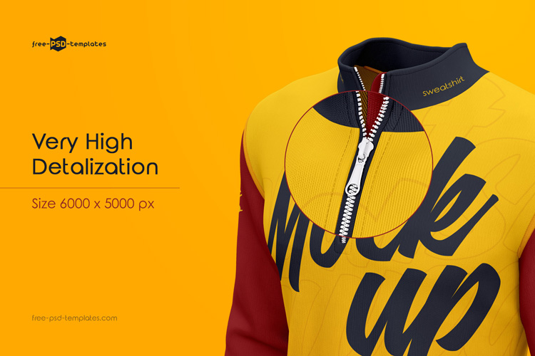 Download Mens Quarter-Zip Collar Sweatshirt MockUp Set | Free PSD Templates