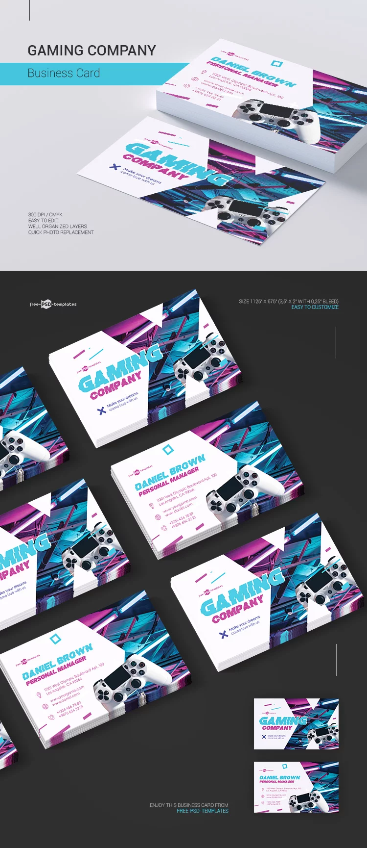 Free Gaming Company Business Card in PSD