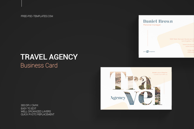 Free Travel Agency Business Card In Psd Free Psd Templates