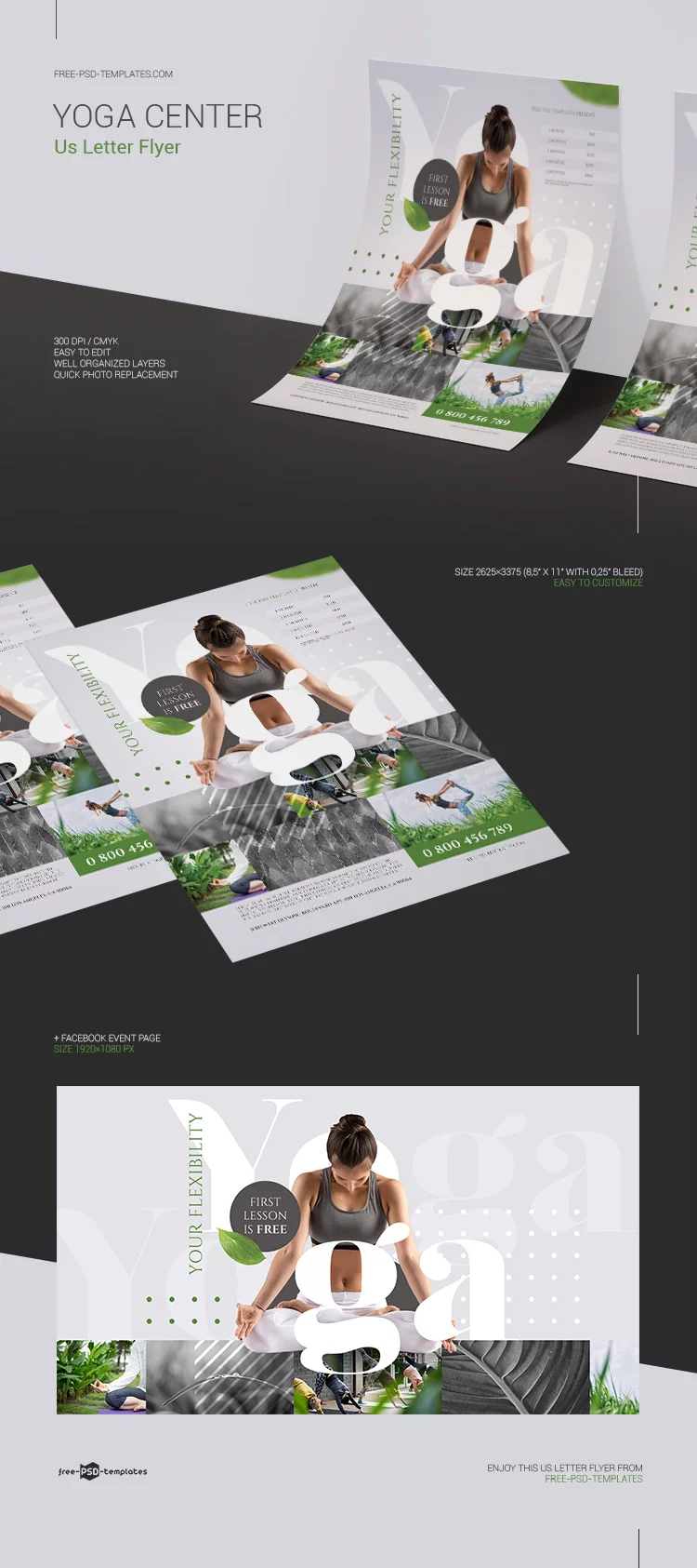 Free Yoga Center Flyer in PSD