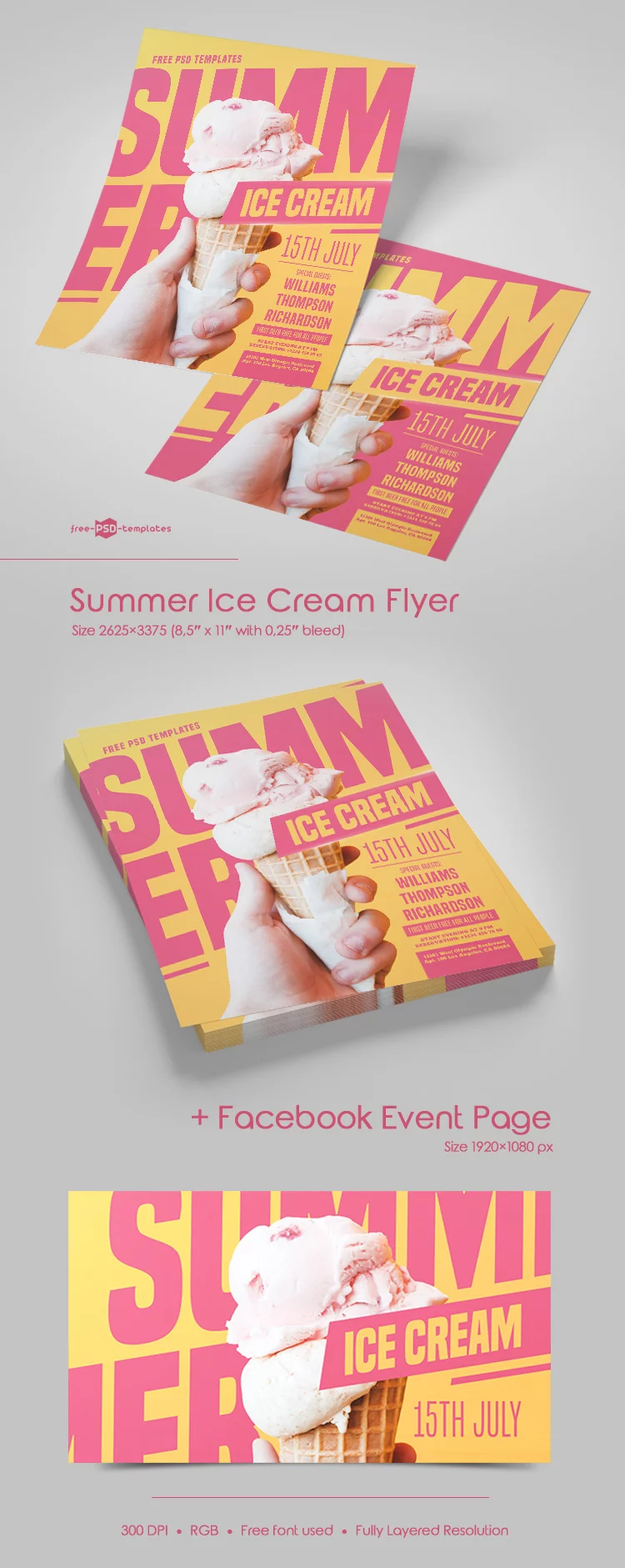 Free Summer Ice Cream Flyer in PSD