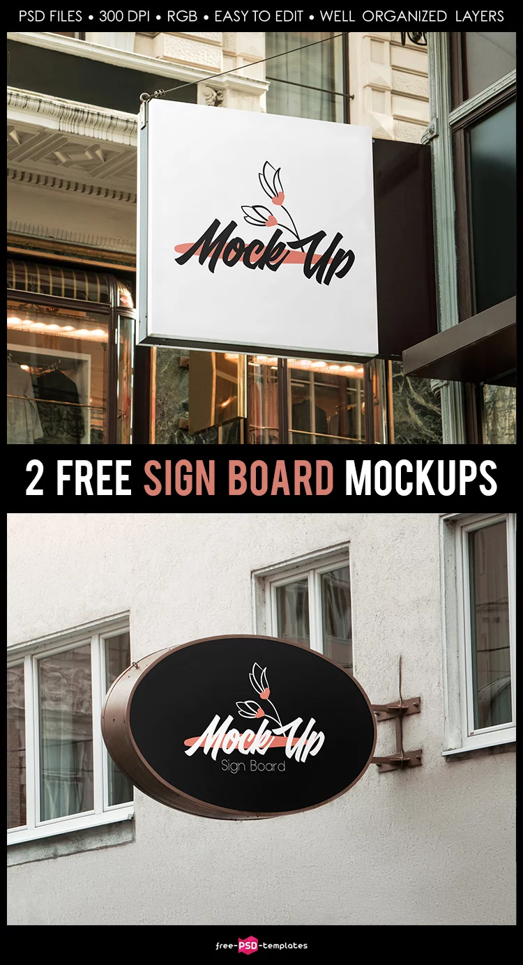 Free Sign Board MockUps + Premium Version