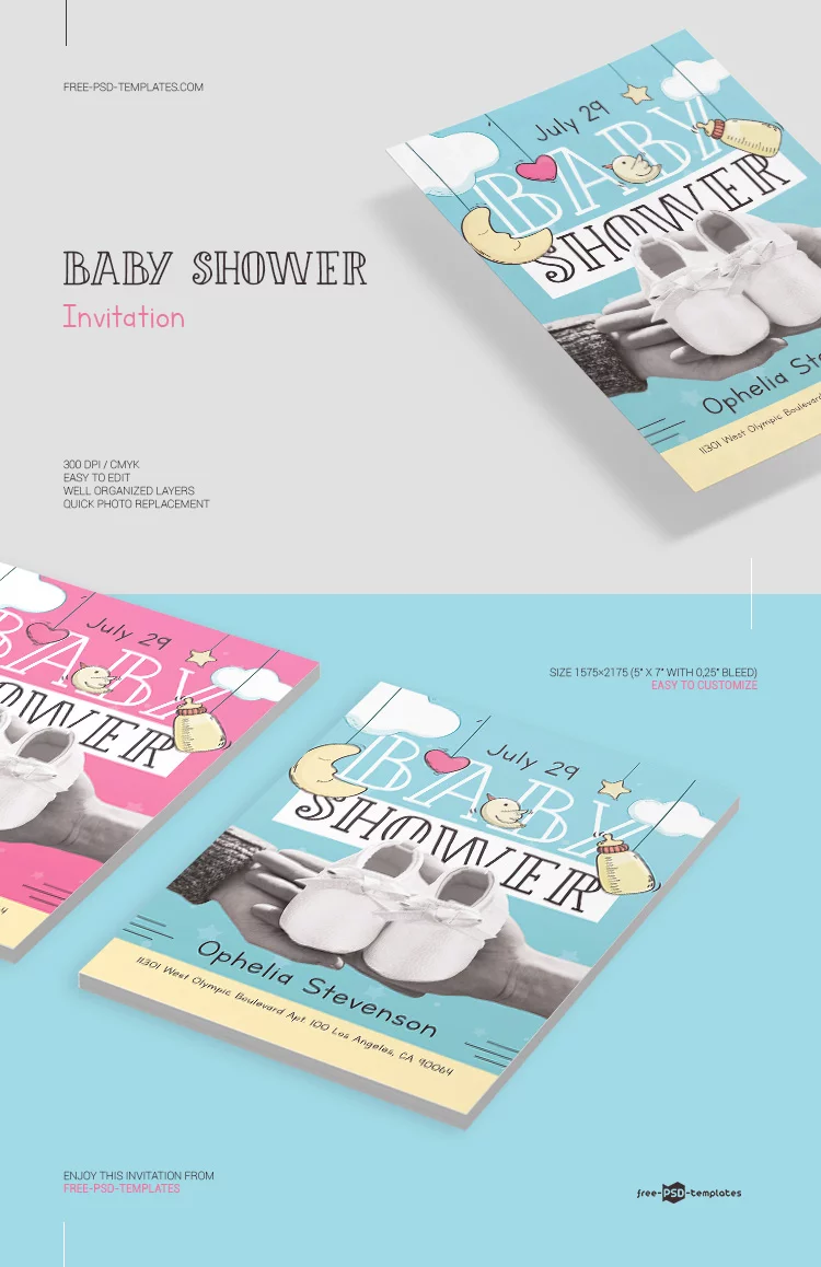 Free Baby Shower Invitation in PSD