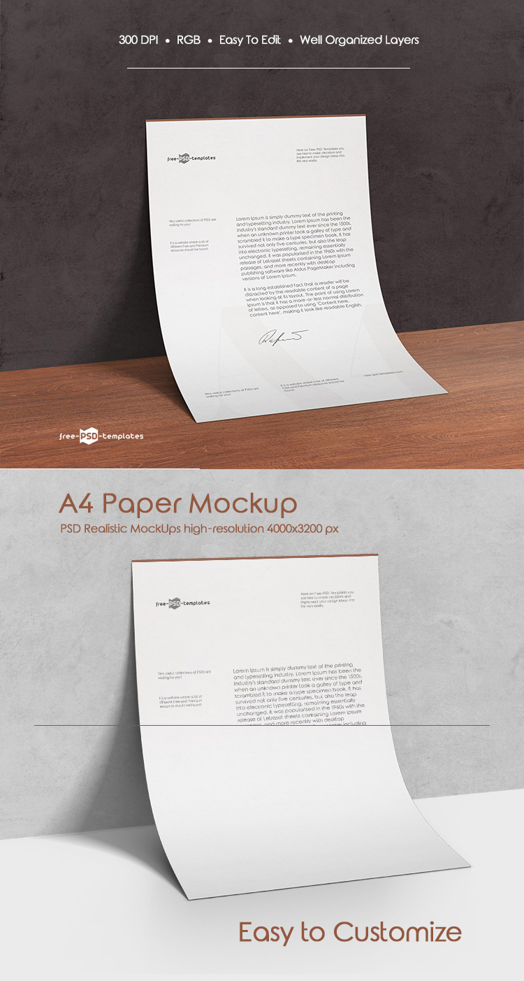 Download Free A4 Paper Mock Up In Psd Free Psd Templates