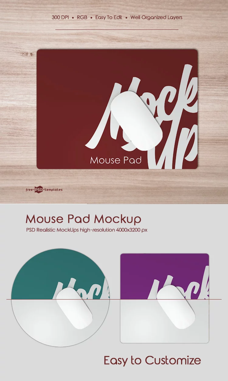 Free Mouse Pad Mock-up in PSD