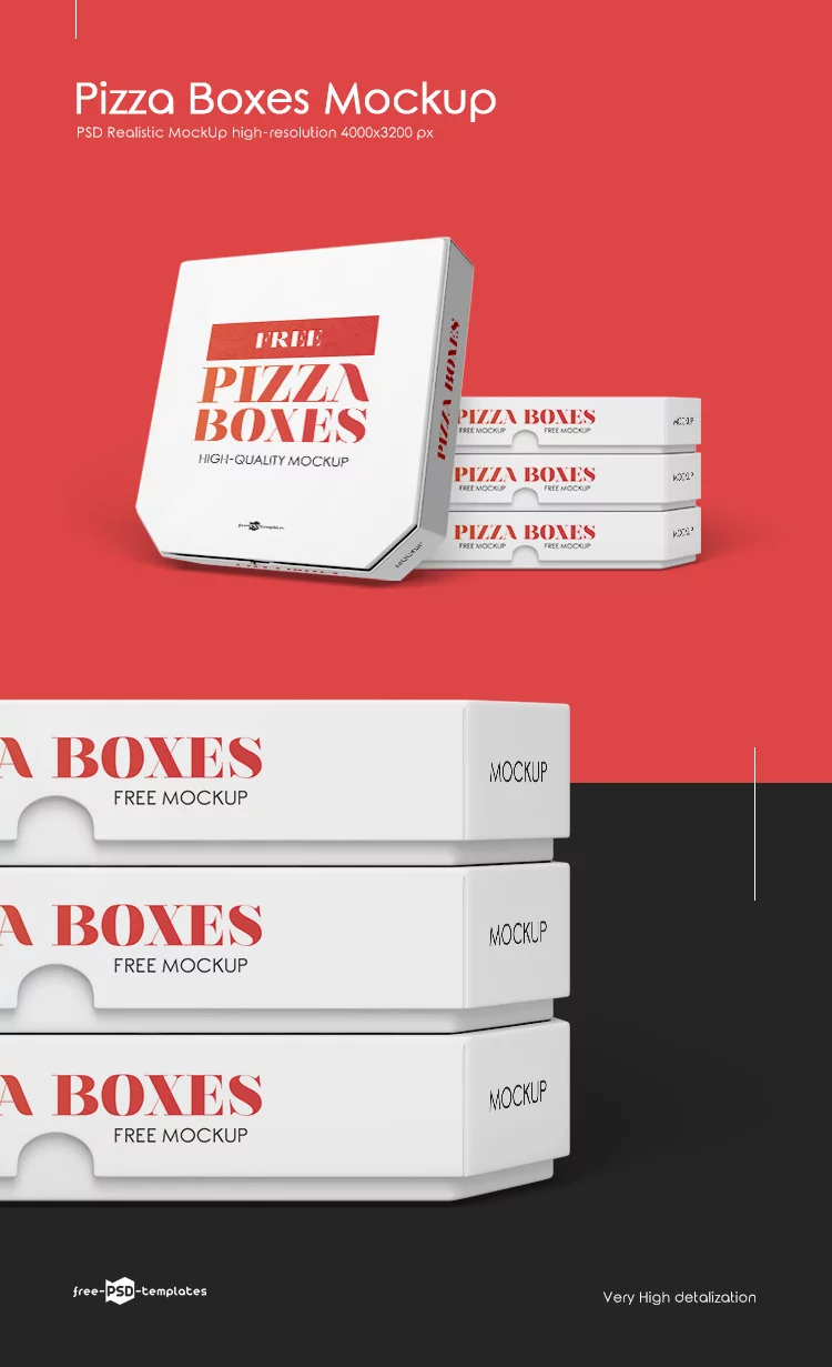 Free Pizza Boxes Mock-up in PSD
