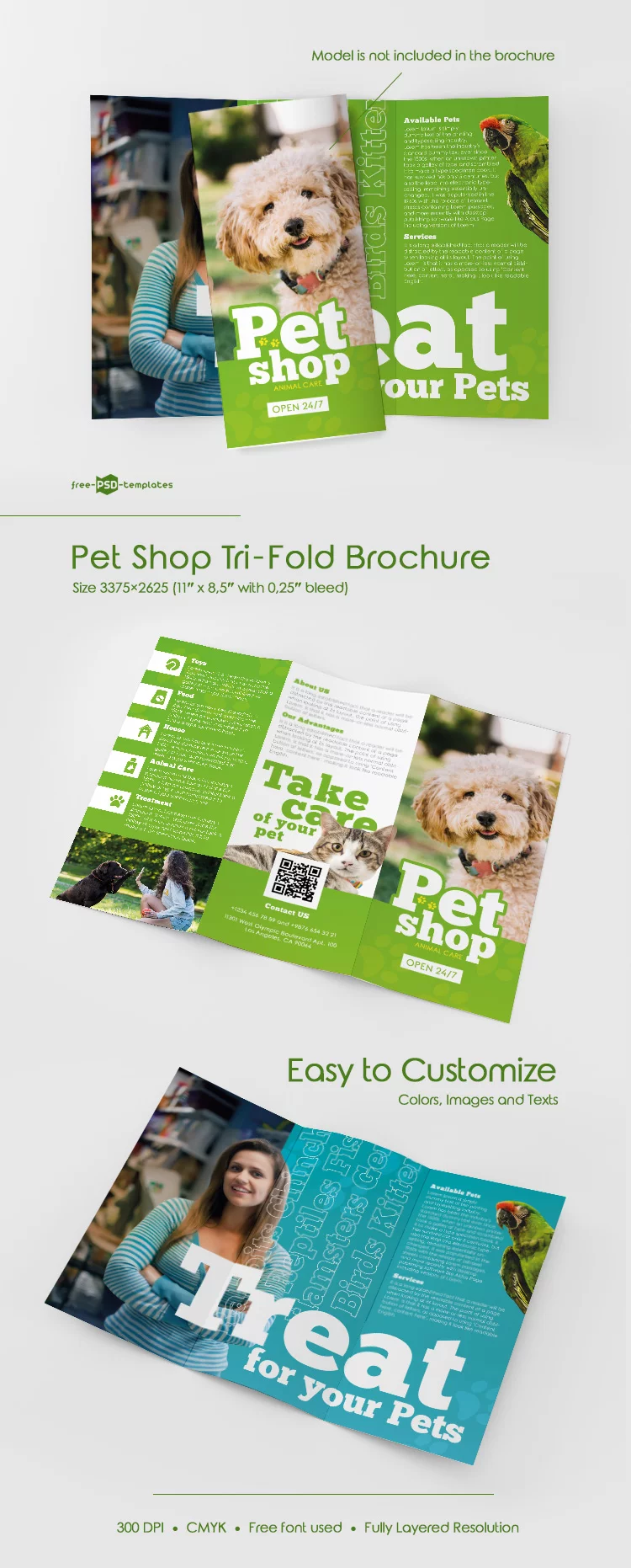 Free Pet Shop Tri-Fold Brochure in PSD