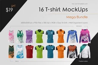 16 T-shirt MockUps Mega Bundle