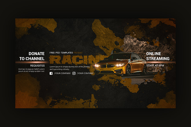 Free Racing Youtube Channel Banner Free Psd Templates