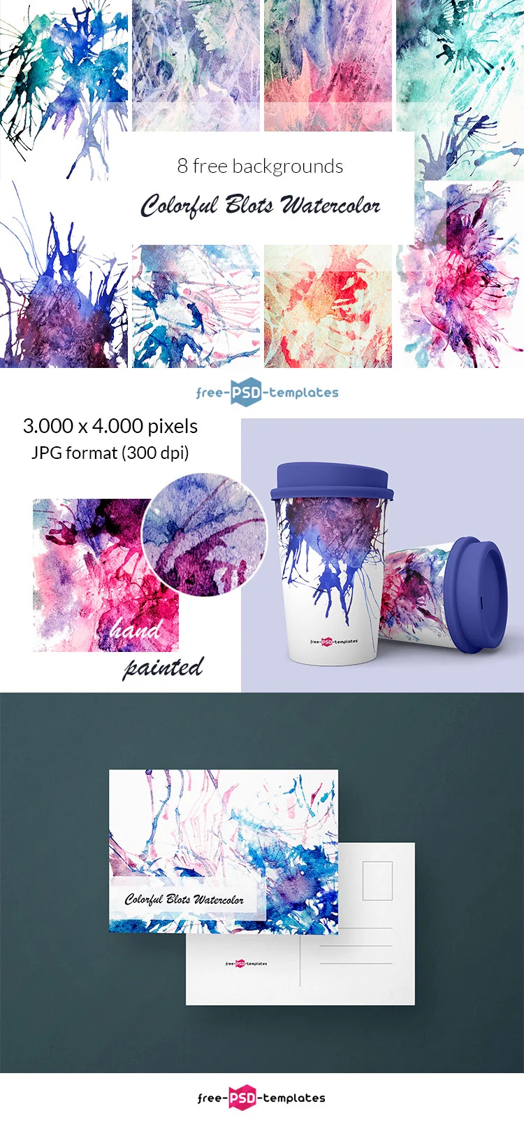 Free Colorful Blots Watercolor Background