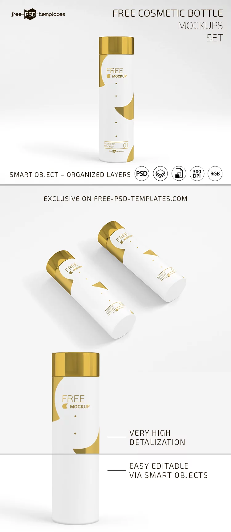 Free Cosmetic Bottle Mockup Set