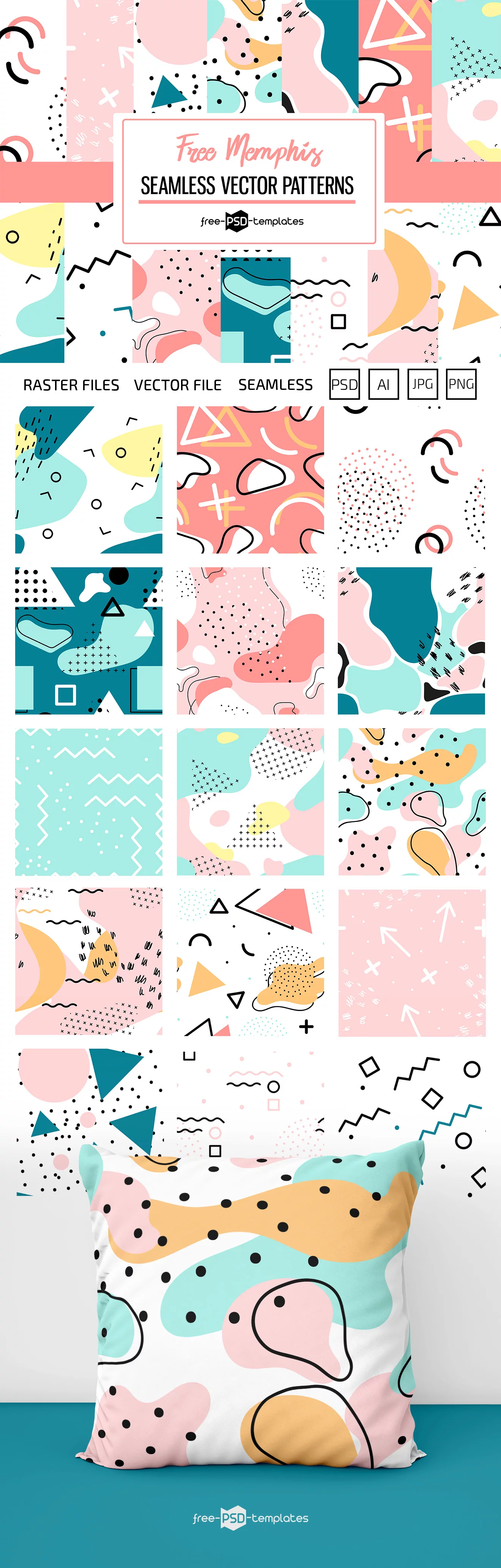 Free Memphis Vector Patterns Set