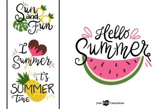 6 Free Hand Drawn Summer Lettering