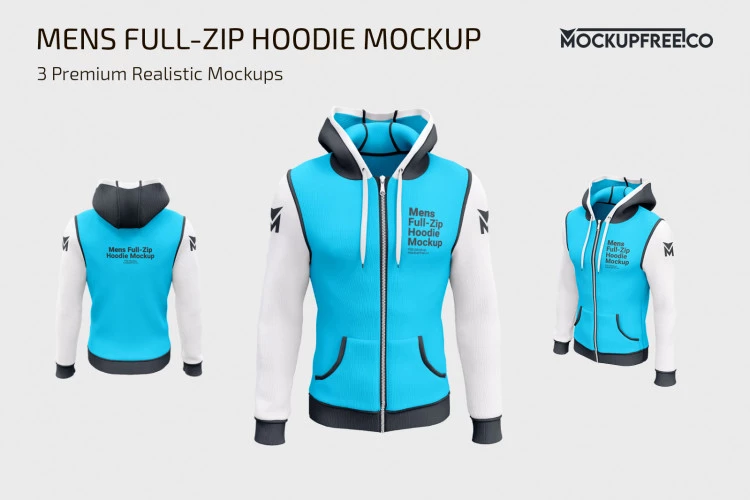 Free Zip-Up Hoodie Mockup s