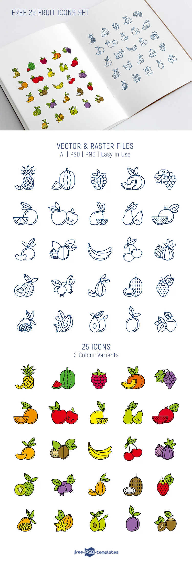 Free 25 Fruit Icons Set