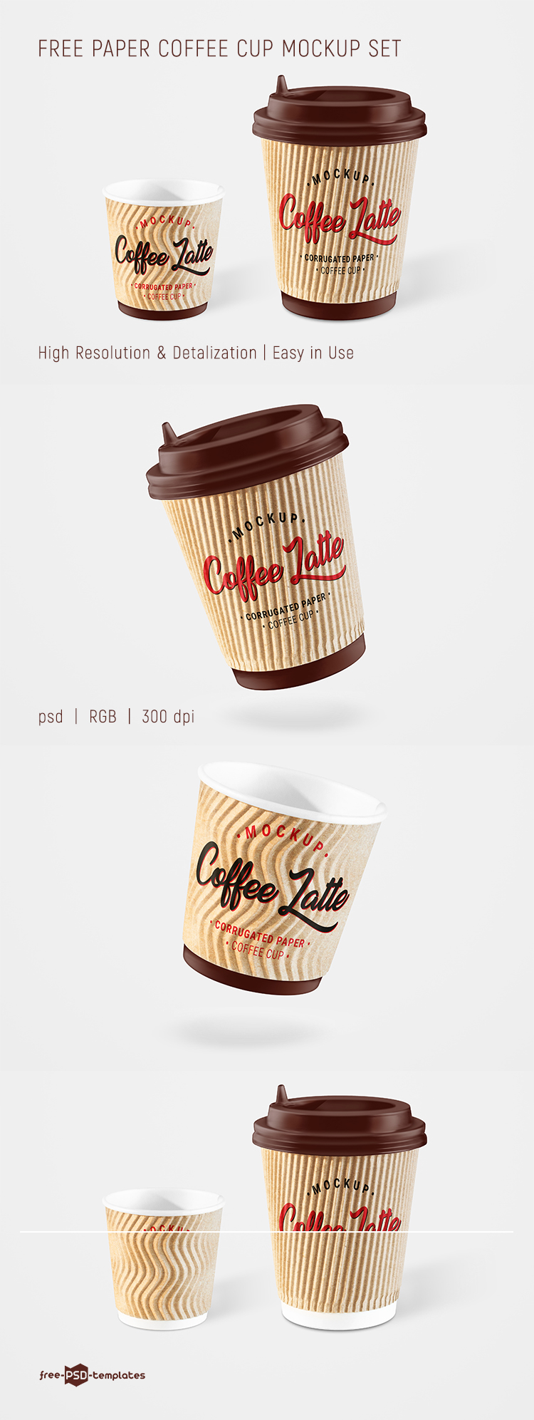 Download Free Paper Coffee Cup Mockup Set Free Psd Templates PSD Mockup Templates