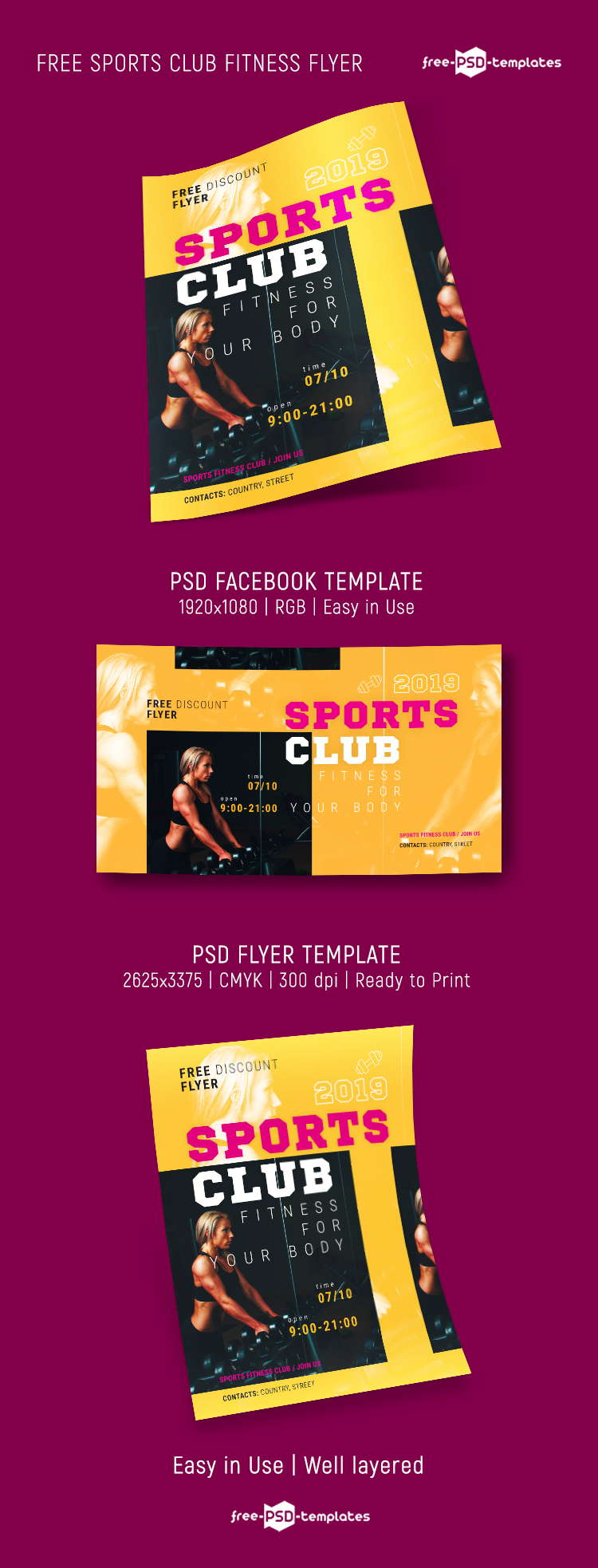 Free Sports Club Fitness Flyer Free Psd Templates