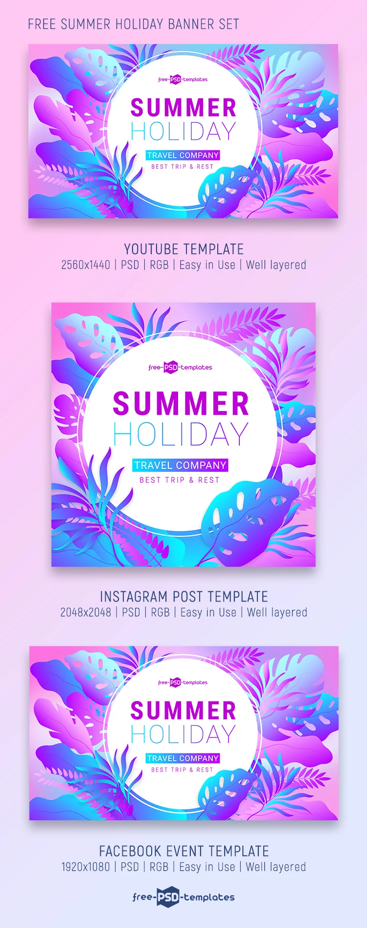 Free Summer Holiday Banner Set