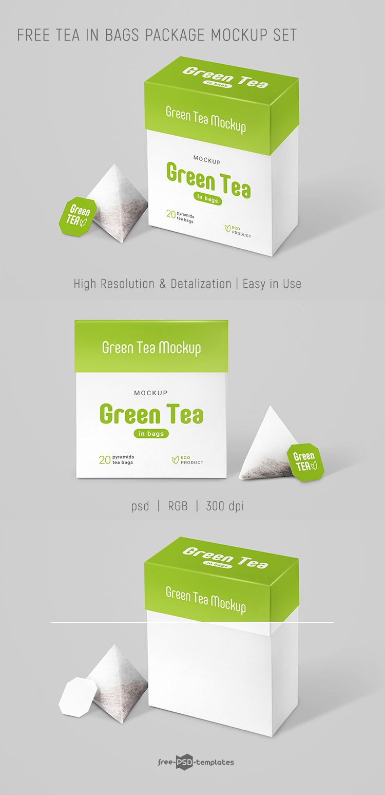 Download Free Tea In Bags Package Mockup Set | Free PSD Templates