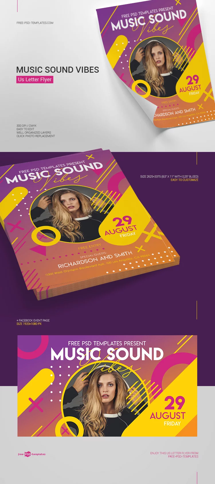 Free Music Sound Vibes Flyer in PSD