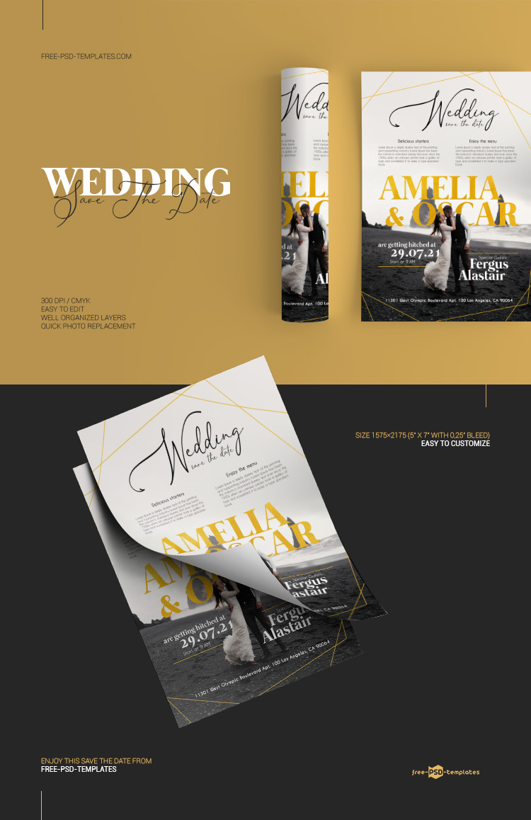 Download Free Weding Save The Date in PSD | Free PSD Templates