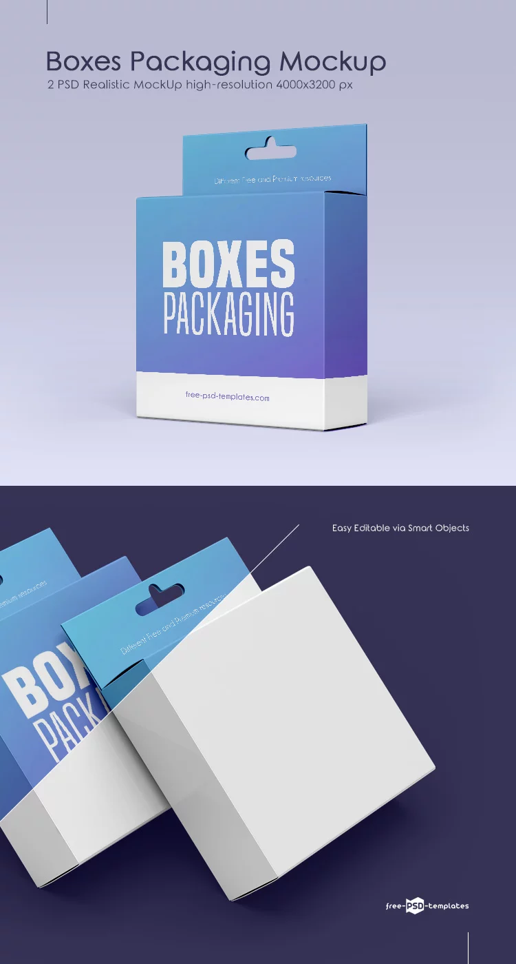 2 Free Boxes Packaging Mock-ups in PSD