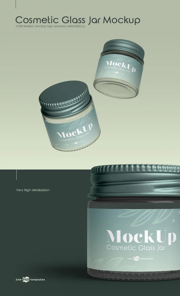 2 Free Cosmetic Glass Jar Mock-ups in PSD