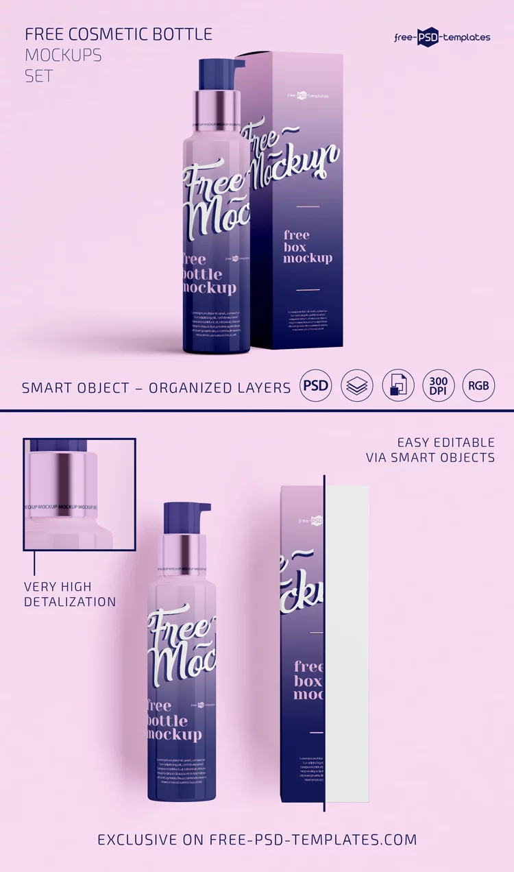 2 Free Bottle and Box Mockups