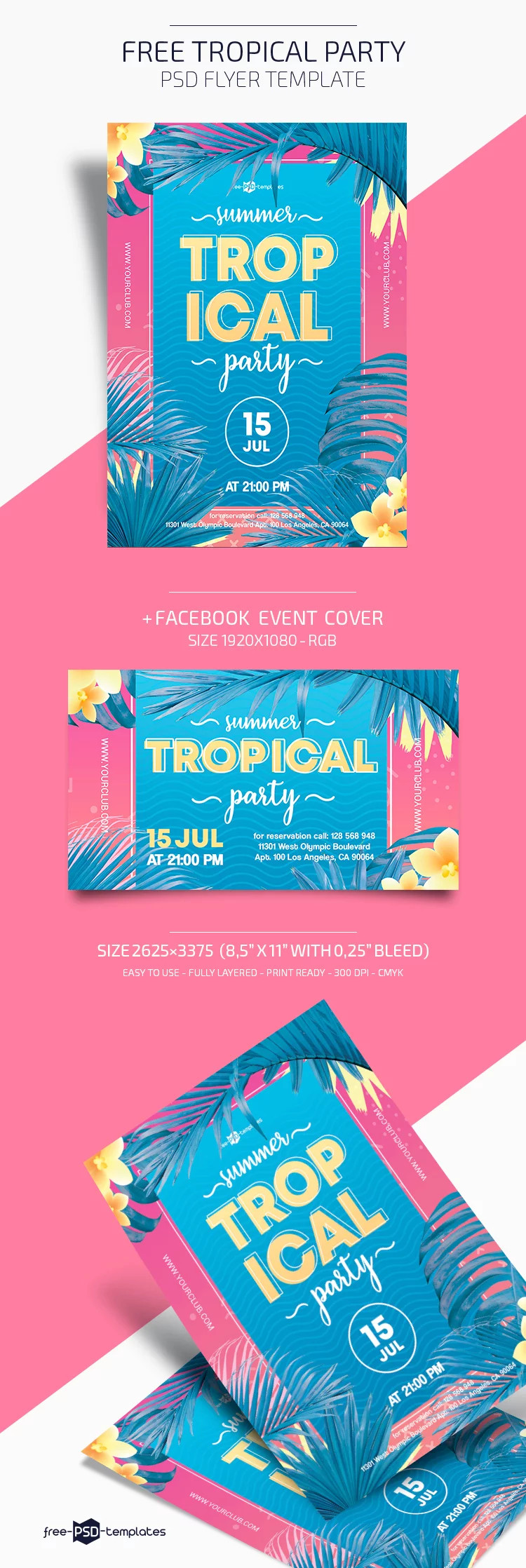 Free Tropical Party Flyer in PSD