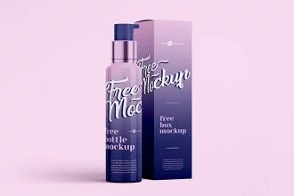 2 Free Bottle and Box Mockups