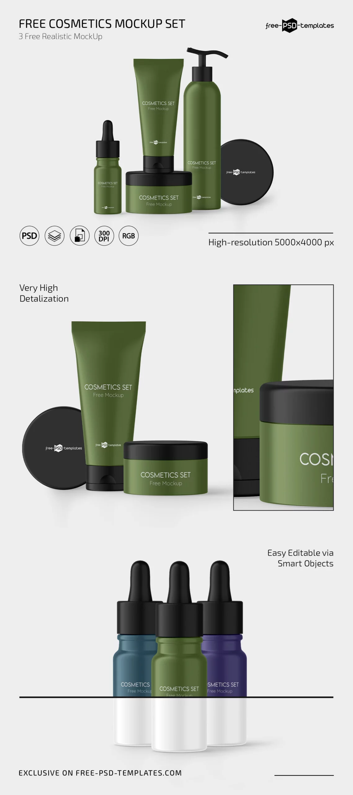 Free Cosmetics Mockup Set in PSD for Photoshop