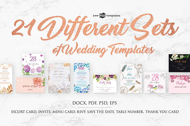 Different Sets of Wedding Templates – Free PSD Templates