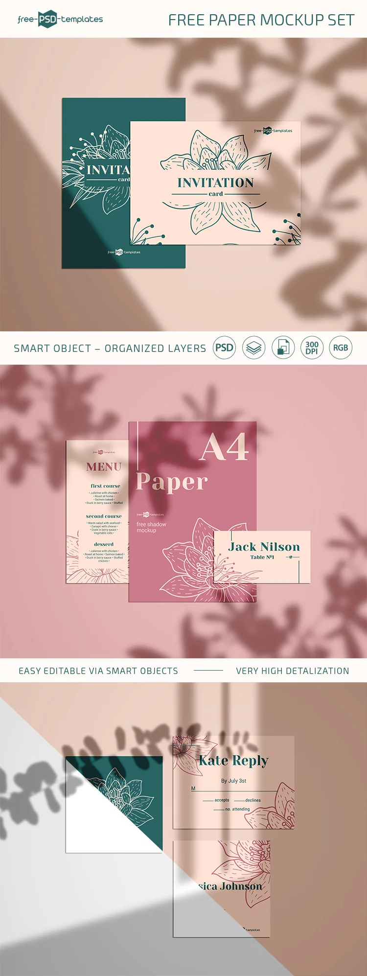 Free Paper Mockup Set