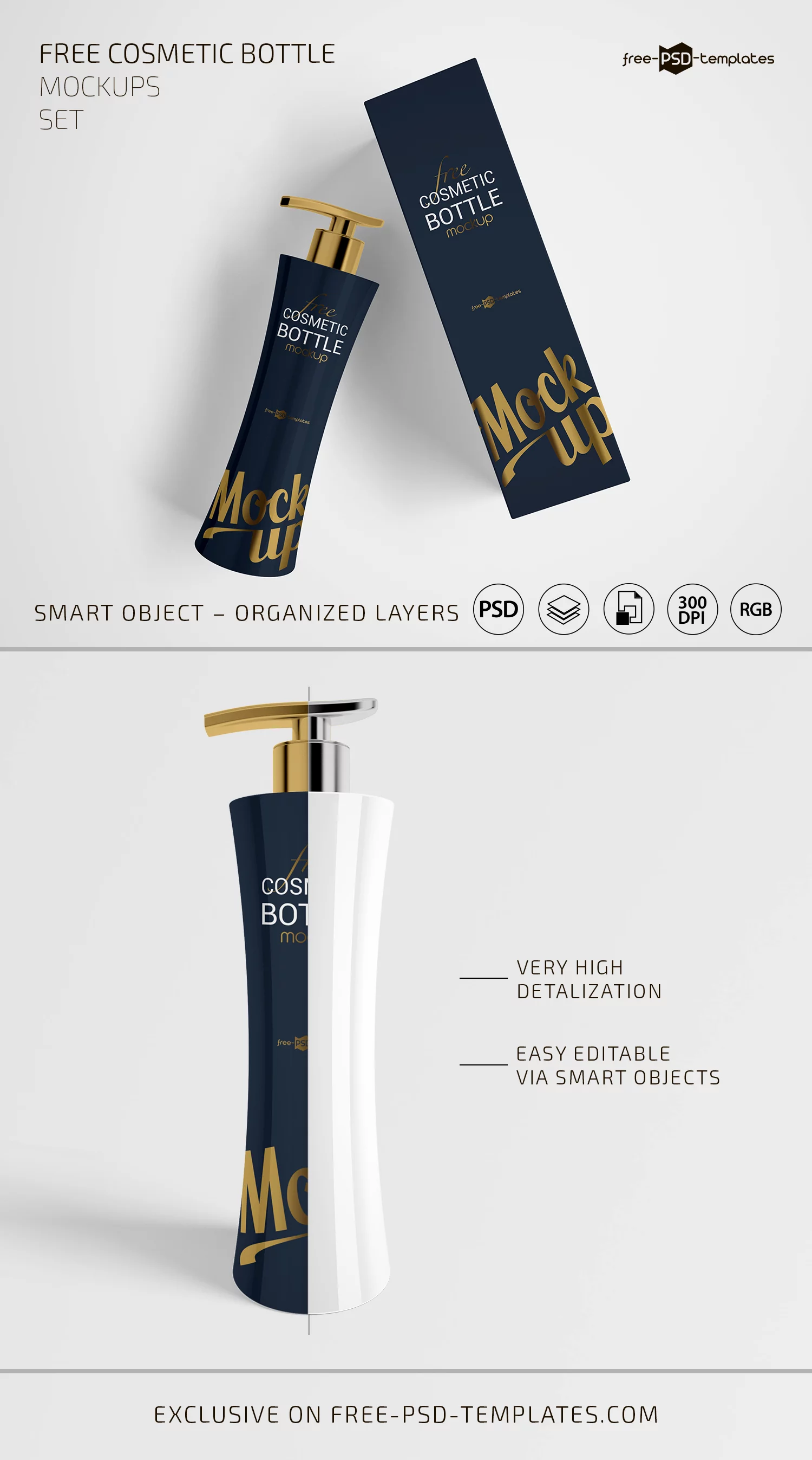 Free Cosmetic Bottle Mockup Set