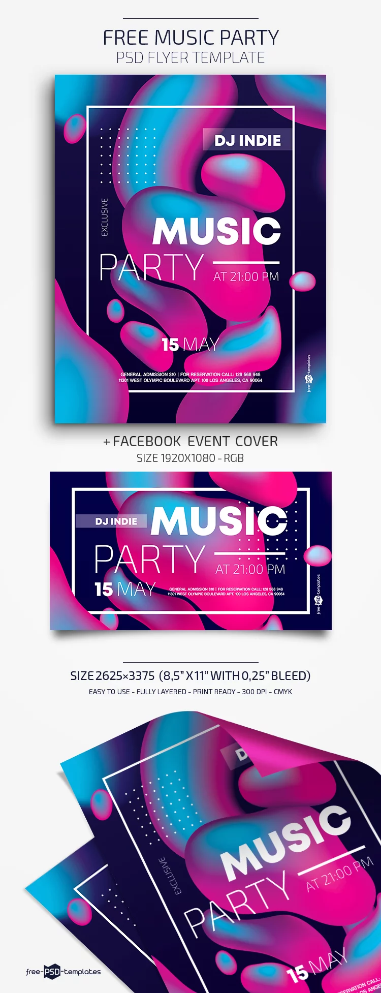 Free Music Party Flyer in PSD