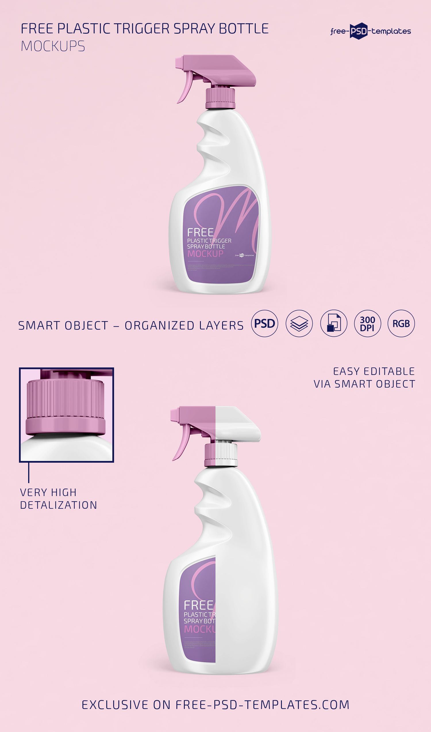 Download Free Psd Plastic Trigger Spray Bottle Mockup Template Free Psd Templates