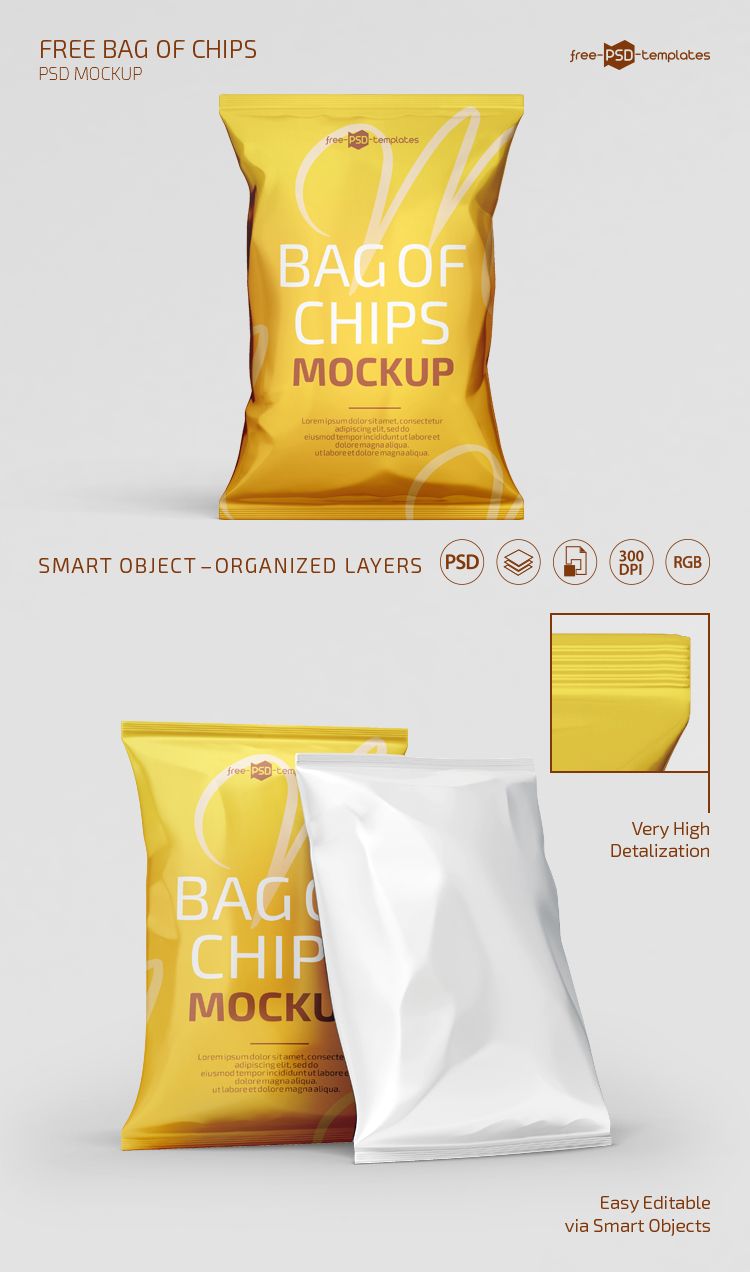 Free PSD Bag of Chips Mockup Template | Free PSD Templates