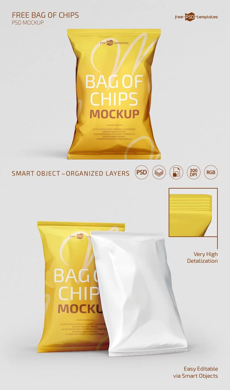 Free PSD Bag of Chips Mockup Template