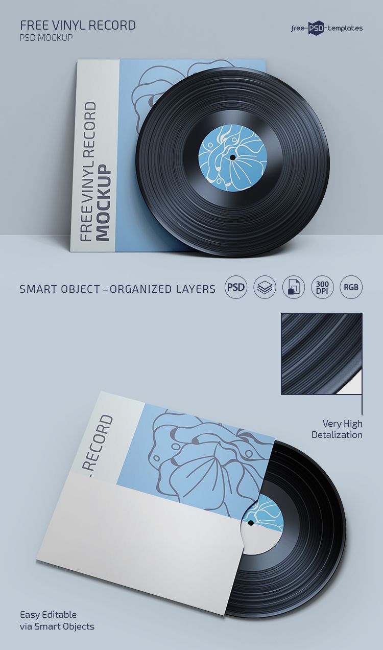 Download Free Psd Vinyl Record Mockup Template Free Psd Templates PSD Mockup Templates