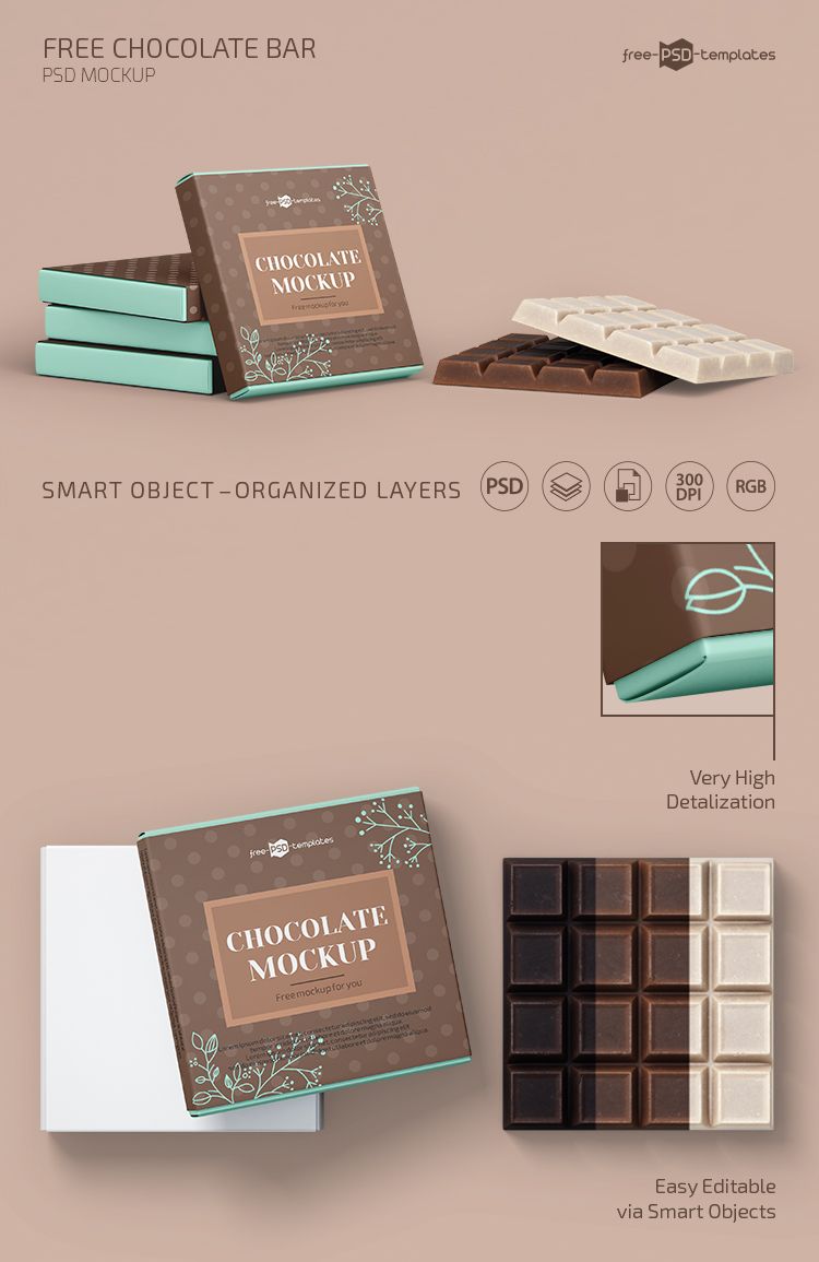 Download Free Psd Bar Of Chocolate Mockup Template Free Psd Templates