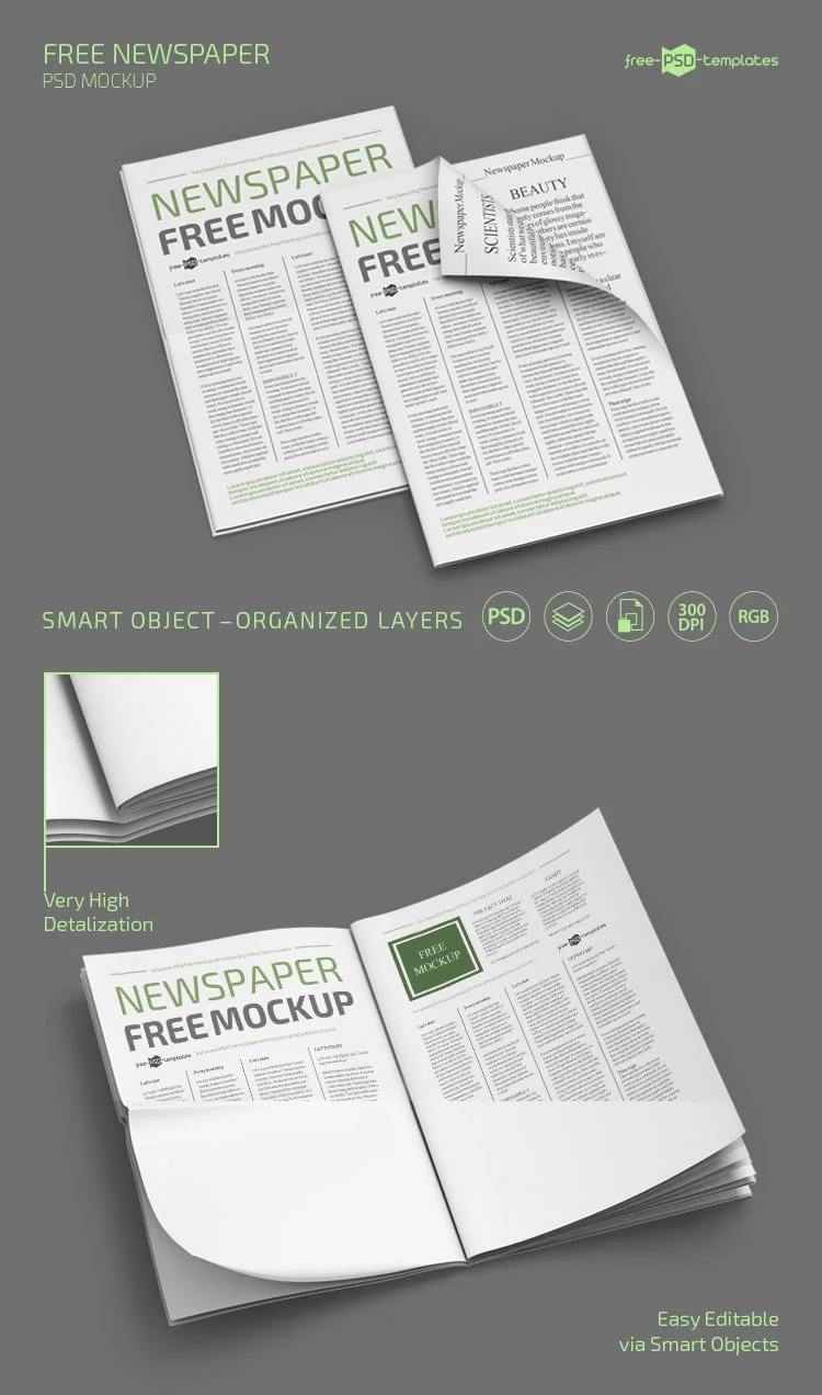 Free Newspaper Mockup Template in PSD