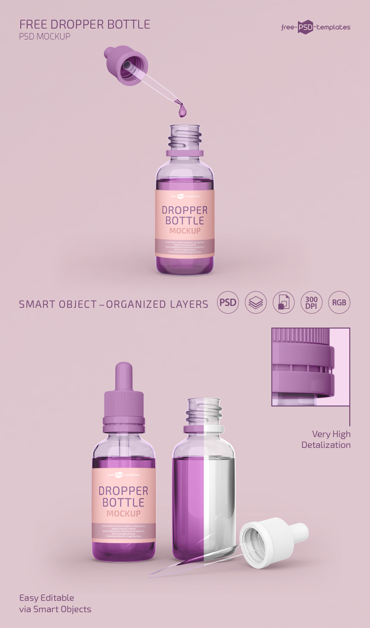 Download Free PSD Dropper Bottle Mockup Template | Free PSD Templates