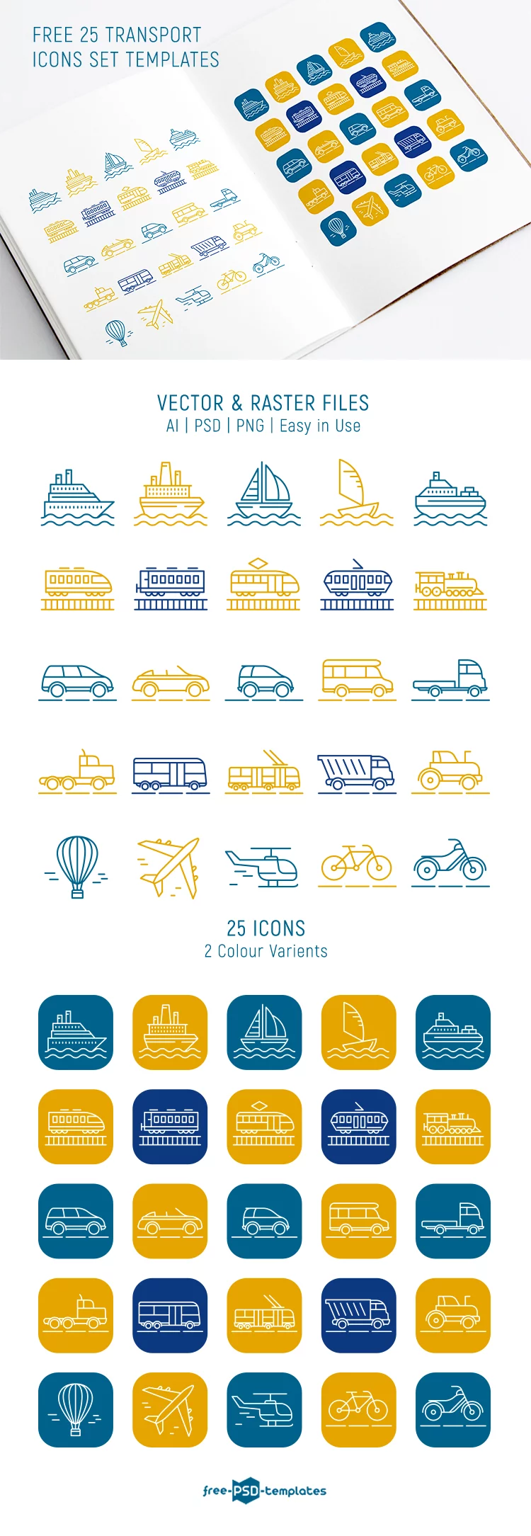 Free 25 Transport Icons Set Templates