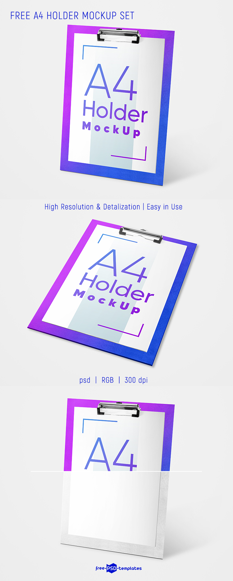 Download Free A4 Holder Mockup Set Free Psd Templates PSD Mockup Templates