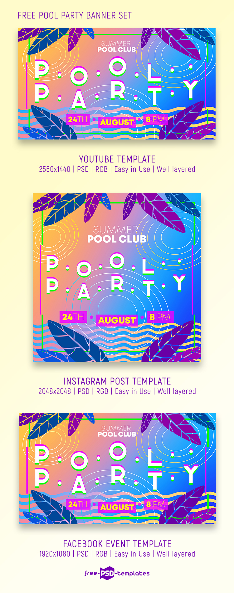 free-pool-party-banner-set-free-psd-templates
