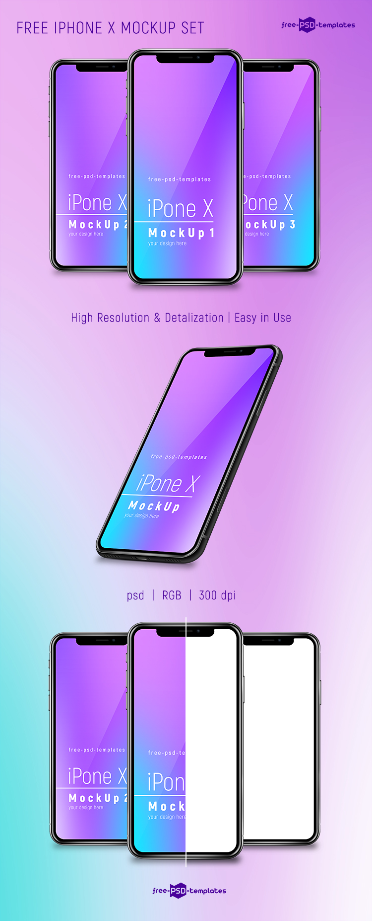 Download Free iPhone X Mockup Set | Free PSD Templates