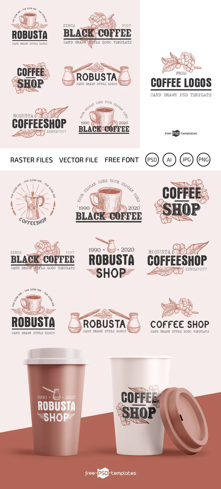 Free Vector Coffee Logo Set Template
